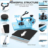 AKEYDIY Heat Press, 15x15 Shirt Press Machine with 30 OZ Tumbler Attachment, 8 in 1 Sublimation